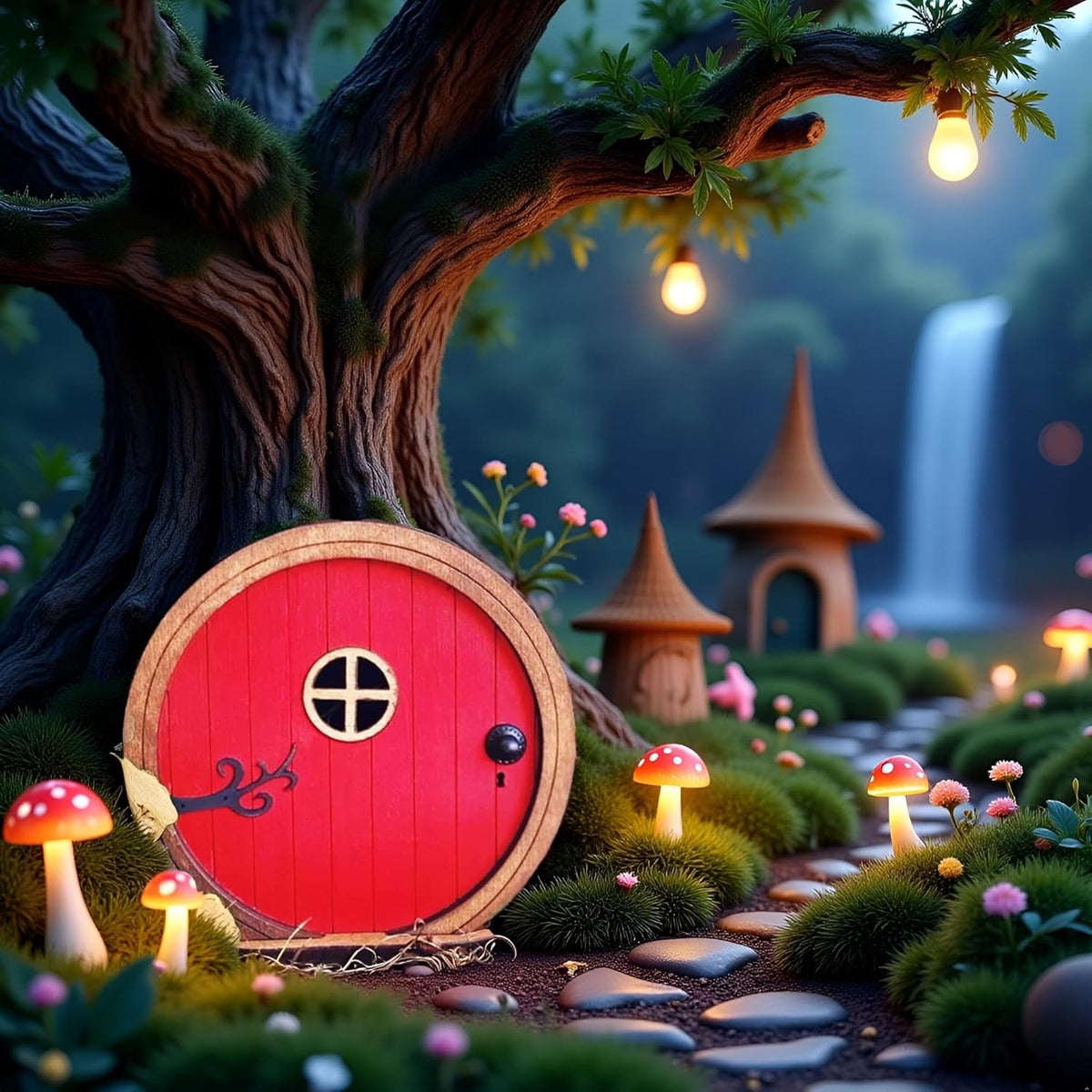 1Pc Red Fairy Garden Door for Tree, Fairy Doors for Trees Outdoor and Tree Trunk, Mini Fairys