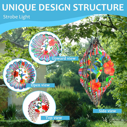 Hummingbird Wind Spinner,Hummingbird Gift for Women/Mother/Father,12In Stainless Steel 3D Wind