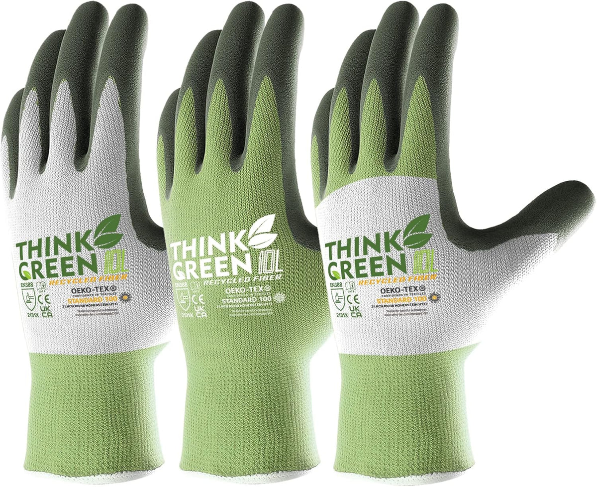 COOLJOB 3 Pairs Gardening Gloves for Women Men, 100% Recycled Polyester with Rubber Coated for