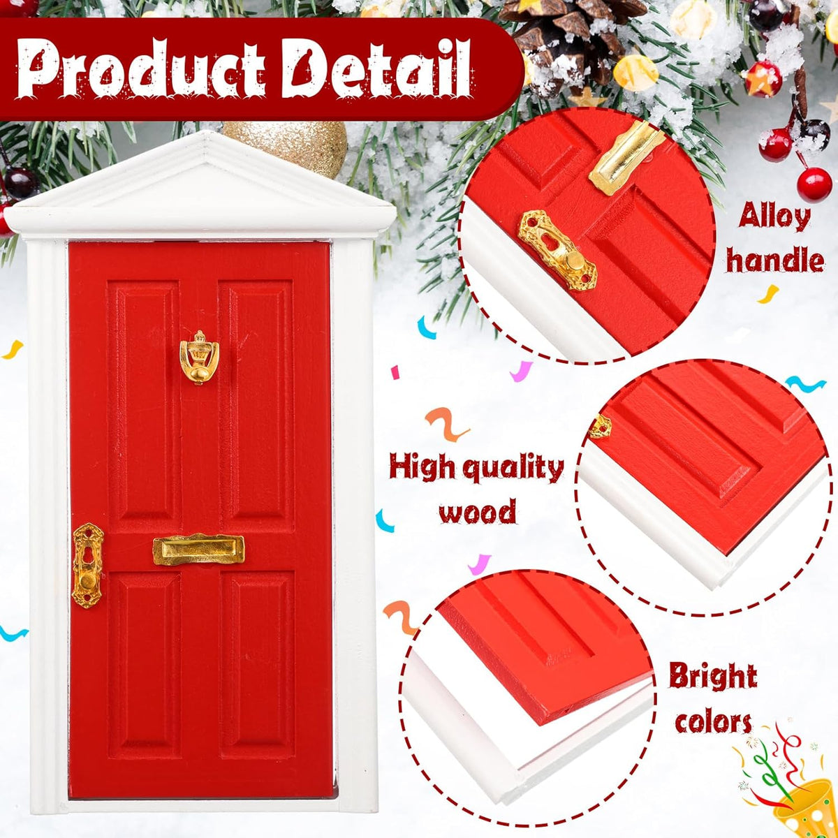 Shappy 39 Pcs Christmas Fairy Door Kit Wooden Elf Fairy Doors Decorations with Accessories Mini