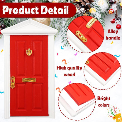 Shappy 39 Pcs Christmas Fairy Door Kit Wooden Elf Fairy Doors Decorations with Accessories Mini
