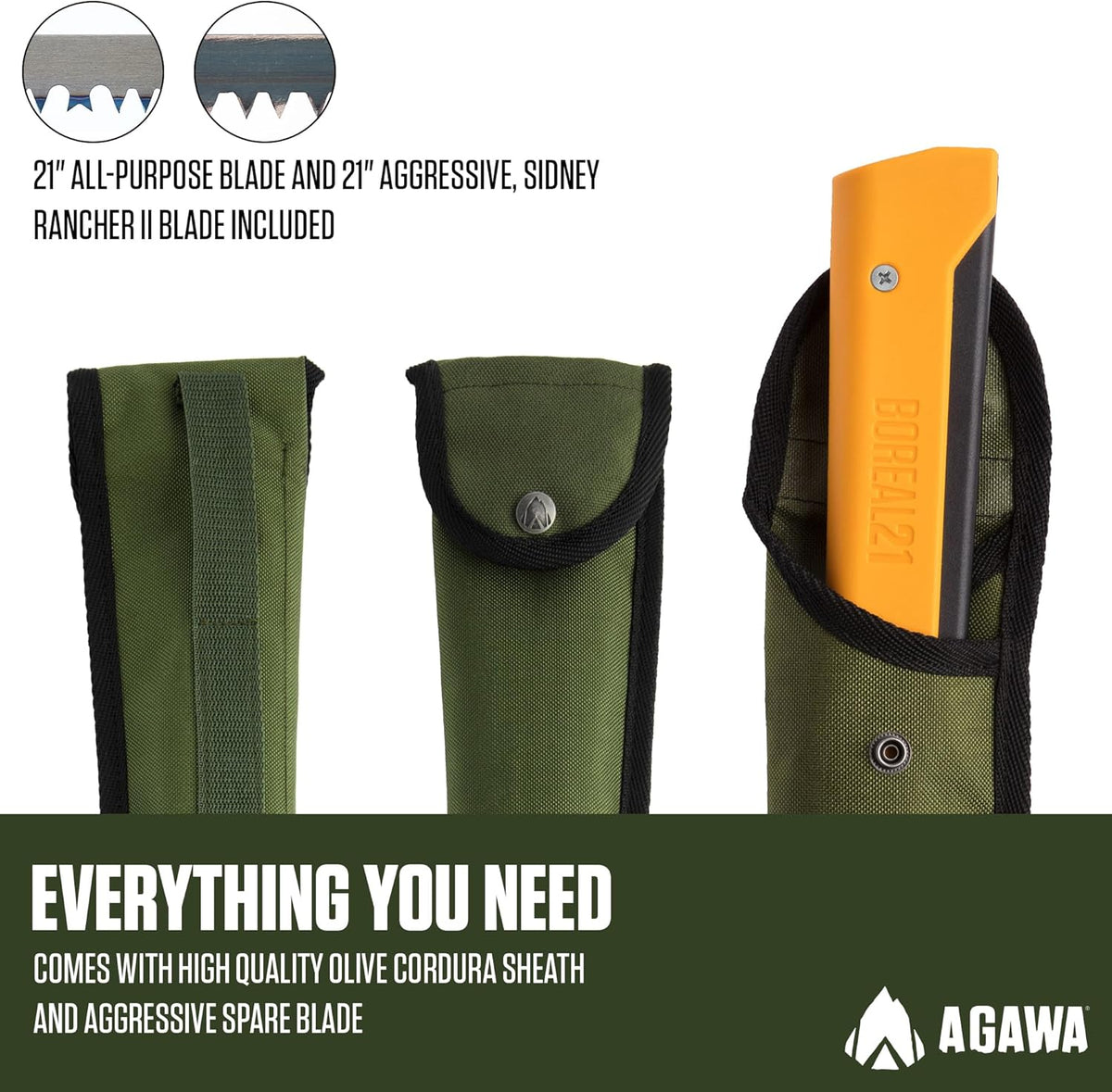 AGAWA - BOREAL21 Tripper Kit - Includes 21" Folding Saw, Nylon Carrying Case, 21" All-Purpose & 21"