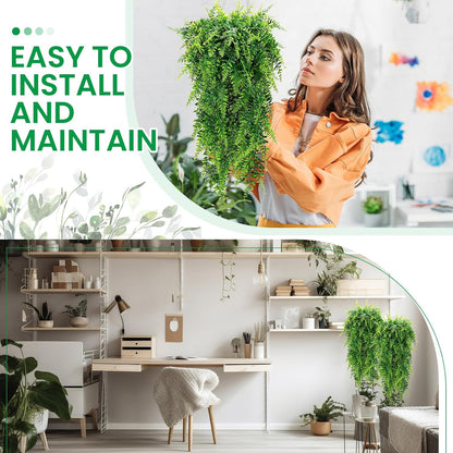 Geosar 96 Pcs Artificial Hanging Plants 32 Inch Hanging Boston Ferns Plastic Fake Plants for Wall