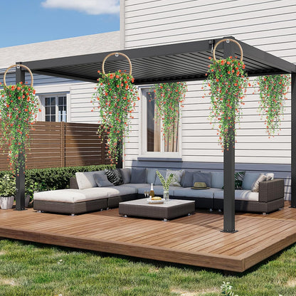 Artificial Hanging Flowers, 3 Pcs Fake Hanging Plants Artificial Vines for Outdoors, Fake Ivy Vine