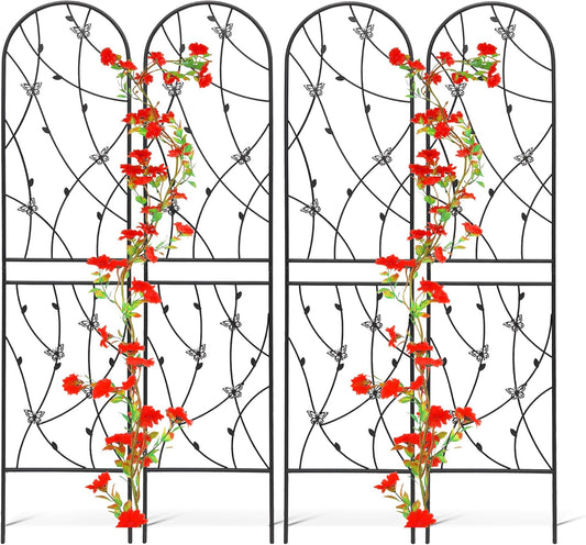 4 Pack Metal Garden Trellis 86.7" Tall Outdoor Climbing Plant Support for Roses, Flowers, Rustproof