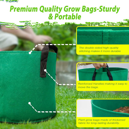 7 Pack 10 Gallon Plant Grow Bags - Mixed 7 Colors with Reinforced Handles & Aeration Design, Ideal