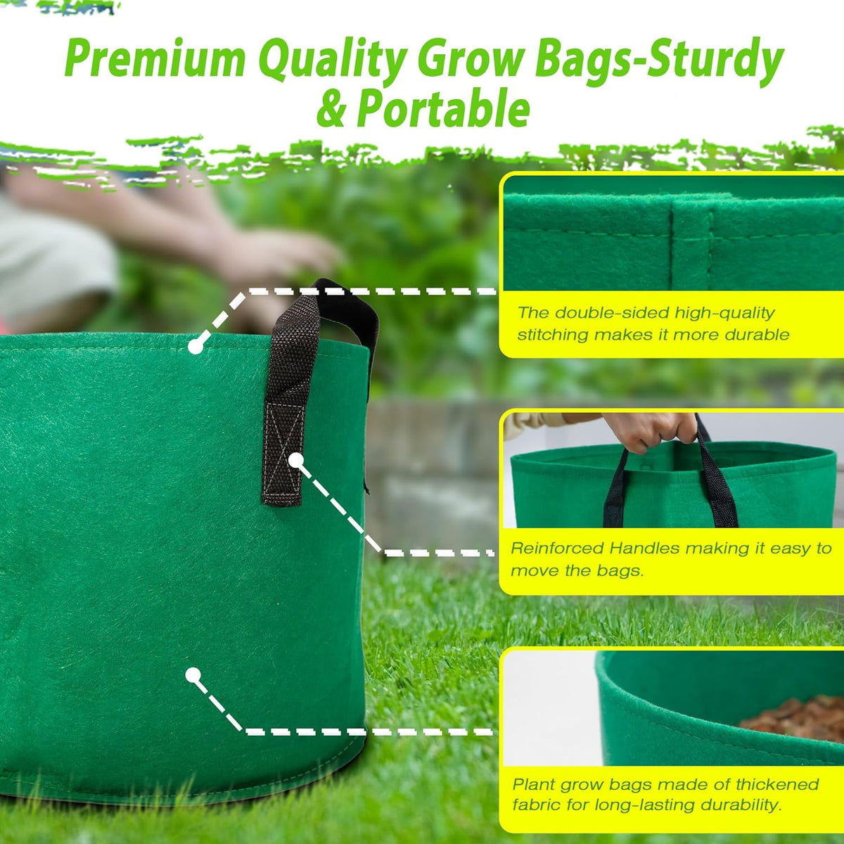 7 Pack 7 Gallon Plant Grow Bags - Mixed 7 Colors with Reinforced Handles & Aeration Design, Ideal