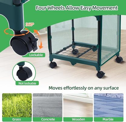 Ohuhu Mini Greenhouse for Indoor Outdoor, Small Plastic Plant Green House with Locking Wheels