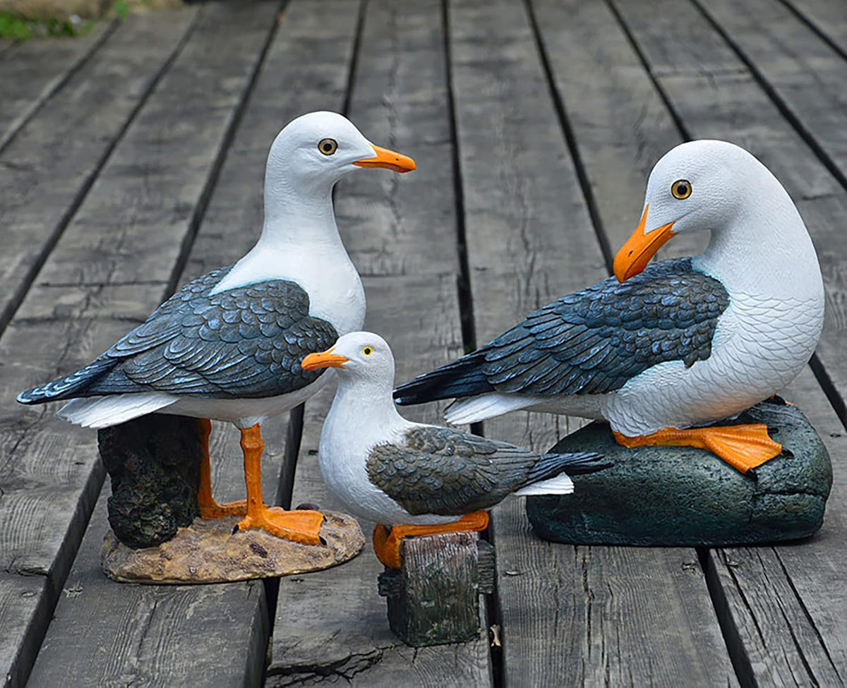 Real Seagull Outdoor Sculpture,Garden Funny Bird Statue,Beach Statue,Resin Animal Seabird