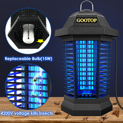 GOOTOP Bug Zapper Outdoor, Mosquito Zapper, 3 Prong Plug in Electric Fly Zapper, Mosquito Killer