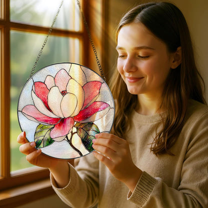 8-Inch Stained Glass Ornament, Stained Glass Window Hanging, Window Hanging Decor Suncatcher
