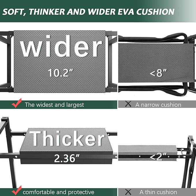 FLINTER 10.2" Wider Garden Kneeler and Seat, Upgraded Heavy Duty Thick Gardening Bench for Kneeling