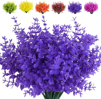 RECUTMS Artificial Plants Outdoor Artificial Ferns for Outdoors Purple Plants Outside Plastic