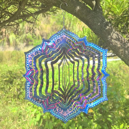 Mandala Wind Spinner Outdoor Mental Wind Spinner for Yard, Garden, Meditation, Yoga Decor Hanging