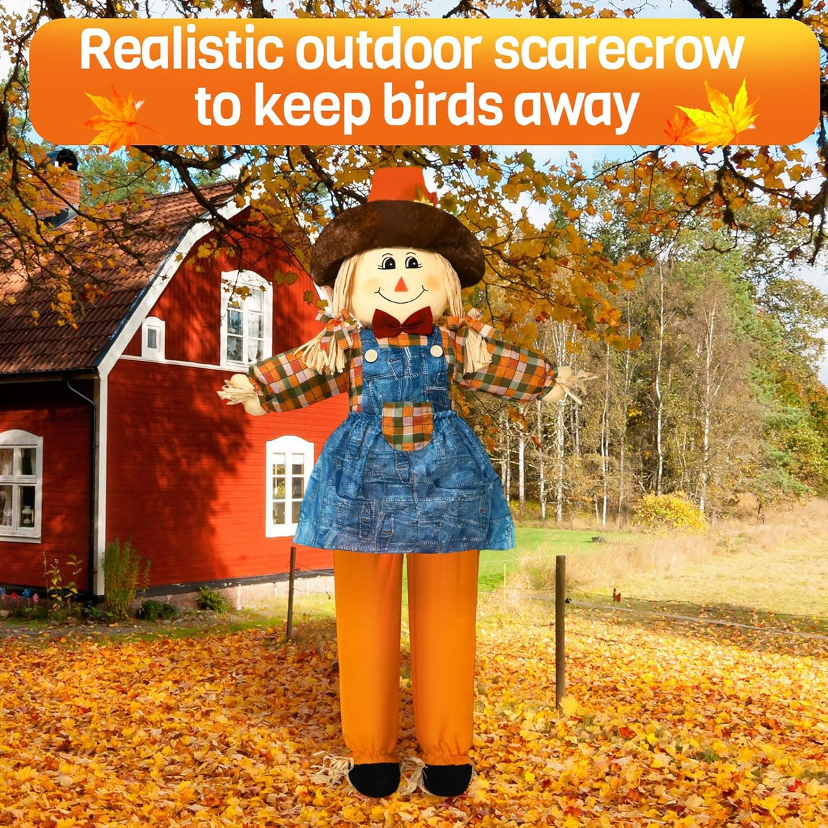 Marsui 1 Pcs 59" Large Outdoor Scarecrow Fall Harvest Thanksgiving Halloween Decoration, Life Size