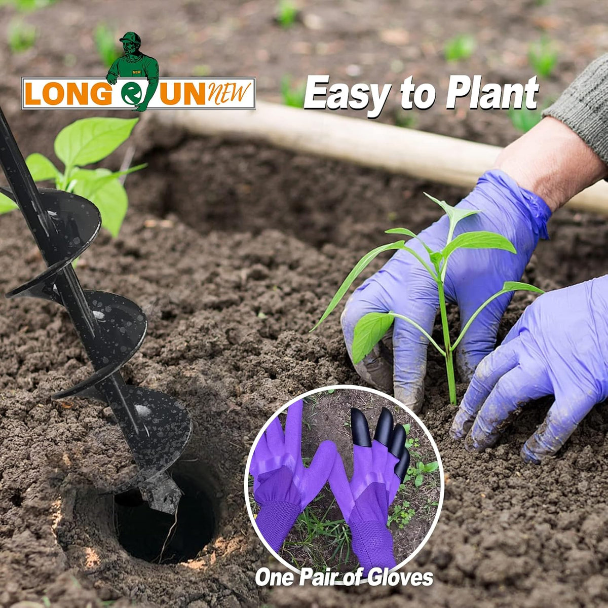 Heavy-Duty Manual Garden Auger Drill Bit - 6" x 38" Plant/Fence Hole Digger for Bulbs, Trees
