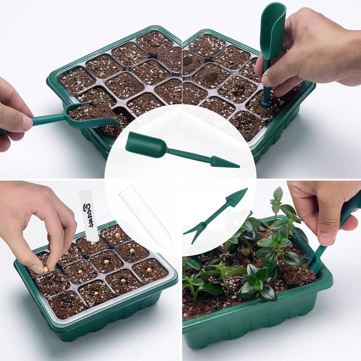 Seed Starter Tray with Plant Light, 2 Pack Grow Lights for Seed Starting Kit with Humidity Domes