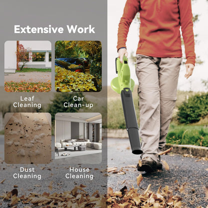 Leaf Blower Cordless with 2 Battery and Charger, 130MPH 180CFM High Speed Leaf Blower with 2 Tubes