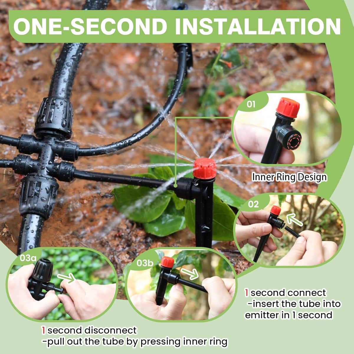240FT Drip Irrigation System Kit New Quick-Connect, Automatic Garden Watering Misting System for