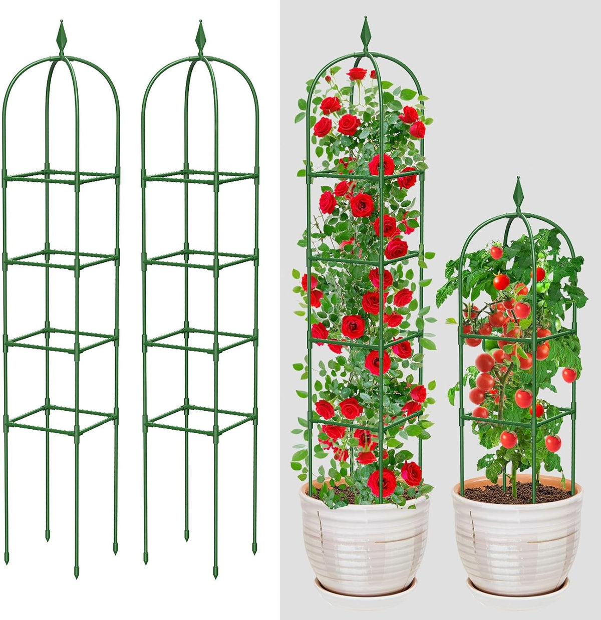 Garden Trellis for Climbing Plants Outdoor & Indoor - 2 Pack 6Ft Tall Rustproof Plant Support Cage