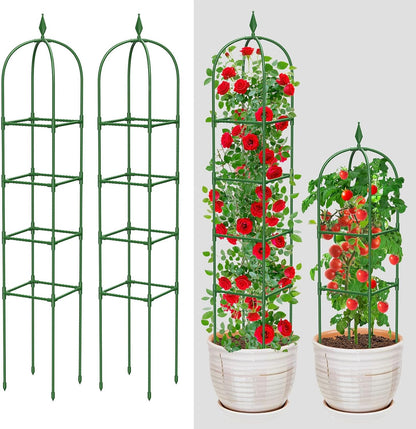 Garden Trellis for Climbing Plants Outdoor & Indoor - 2 Pack 6Ft Tall Rustproof Plant Support Cage