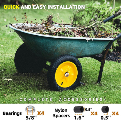 AR-PRO (2-PACK) 4.80/4.00-8" Tire and Wheel, 16" Pneumatic Tire Wheels with 3/4" Bearings and 3"