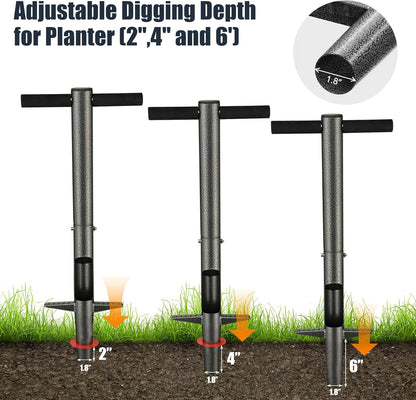 Bulb Planter Tool, 33.5 inch Long Handle Garden Sod Plugger to Dig Hole, Heavy Duty Metal Garden