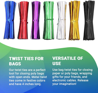 Blue Metallic Twist Ties for Bags 4 Inch. 100000 Pack of Aluminum Foil Christmas Twist Ties for
