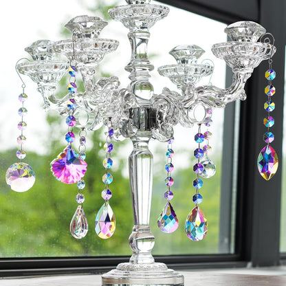 HDCRYSTALGIFTS 9 Pack Iridescent Sun Catchers with Crystals,Rainbow Maker Crystal Suncatchers for