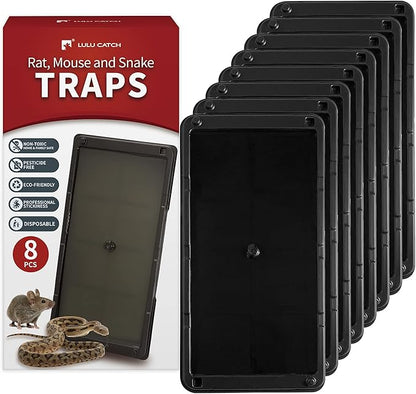 LULUCATCH Super Glue Traps 8 Pack for Mice & Snakes, Larger, Heavier Sticky Traps with Non-Toxic