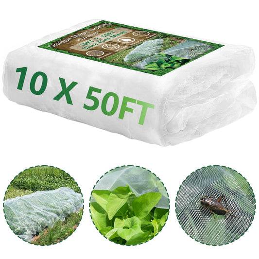 10 * 50FT Ultra Fine Garden Mesh Netting Pest Barrier, White Plant Covers for Outdoor Patio