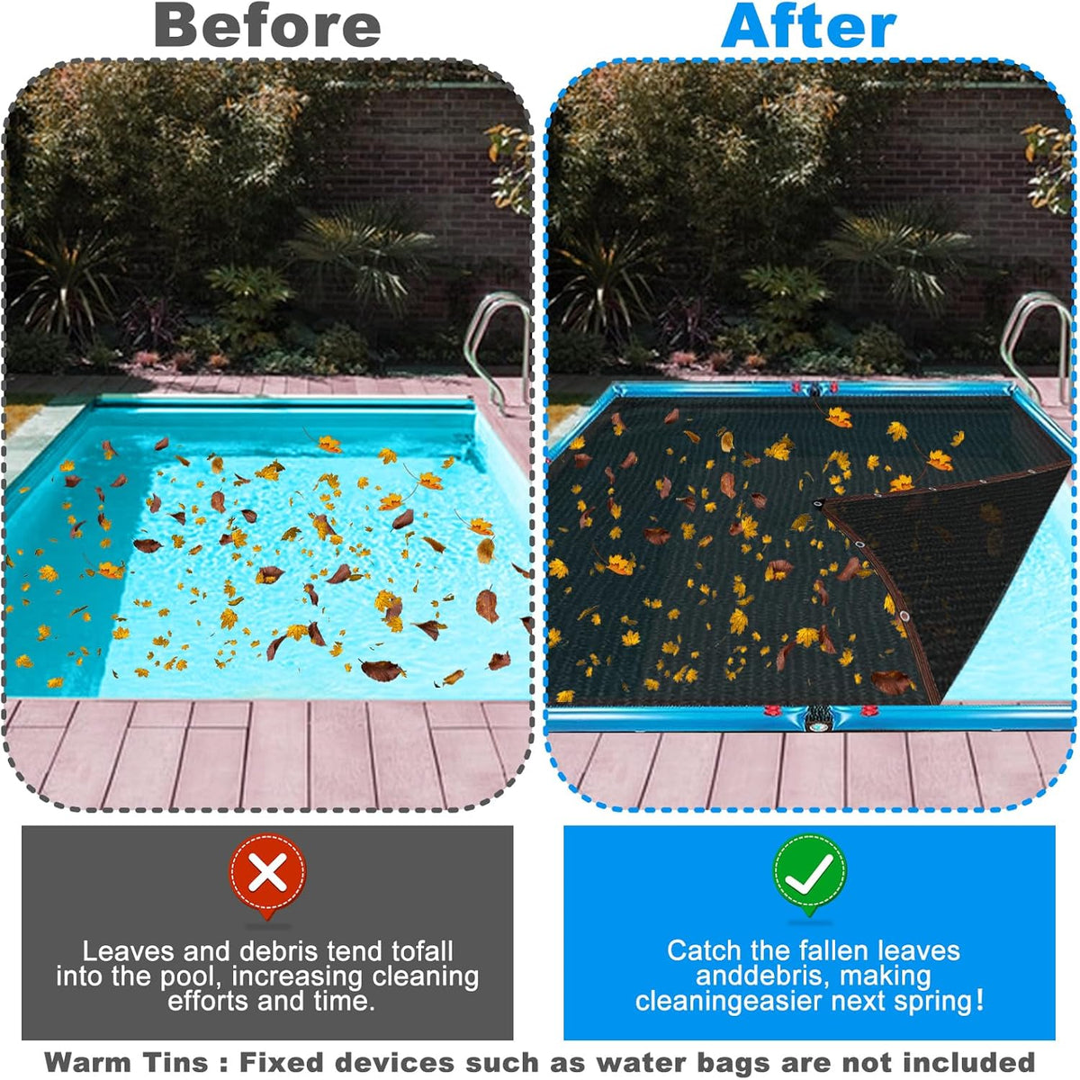 20 x 40FT Pool Leaf Net Cover- Thicken Rectangle Leaf Netting for Inground and Above Ground