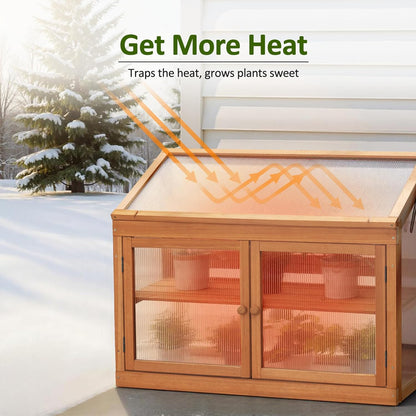MCombo 2-Tier Wooden Cold Frame Garden Greenhouse Raised Flower Planter Shelf Bed Protection
