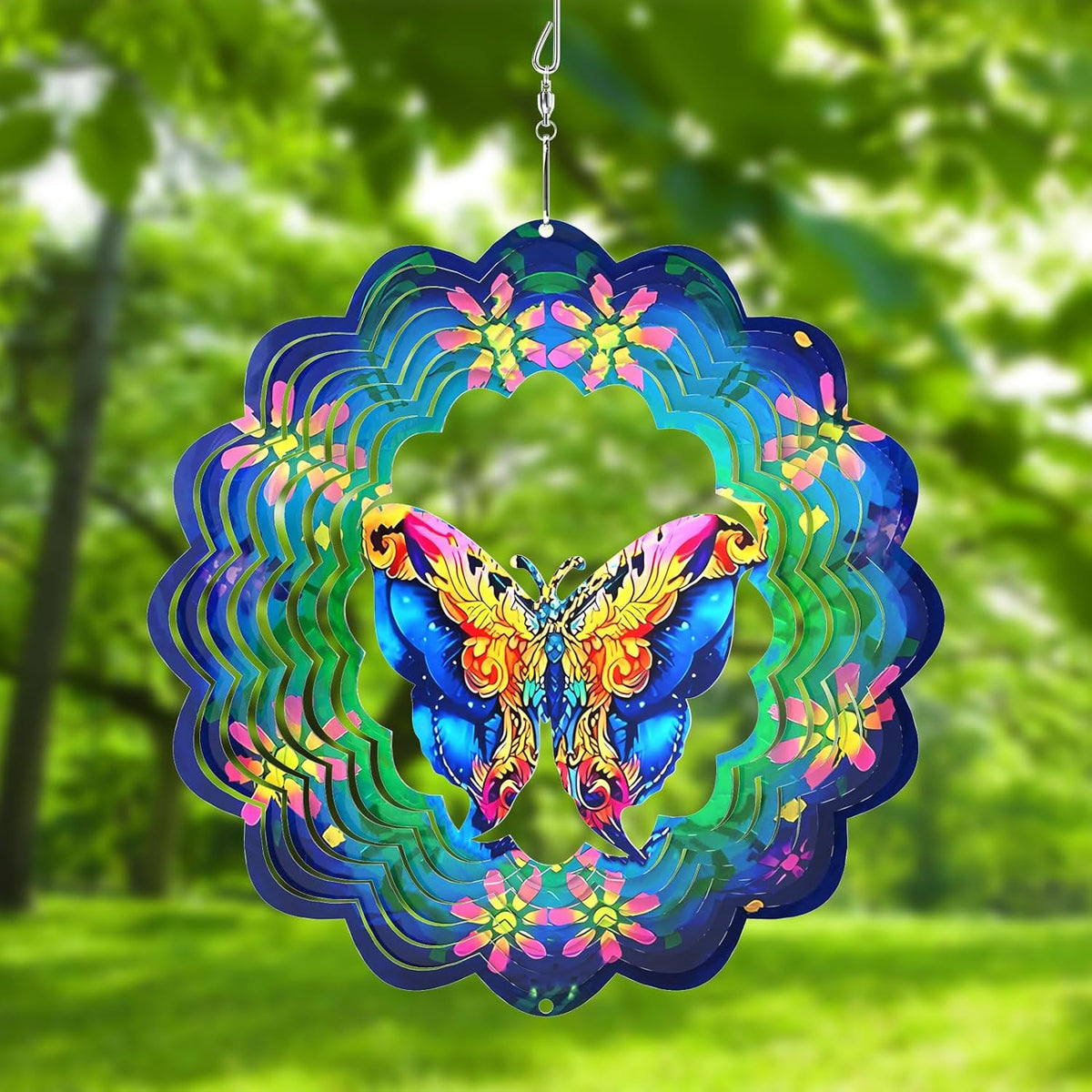 Metal Wind Spinners 3D Hanging Butterfly Wind Spinner 10Inch Metal Wind Spinners for Outdoor&Indoor