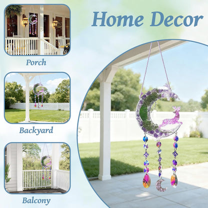 TUOKING Crystal Suncatchers for Window Purple Deer Dreamy Crystal Natural Stone Sun Catchers