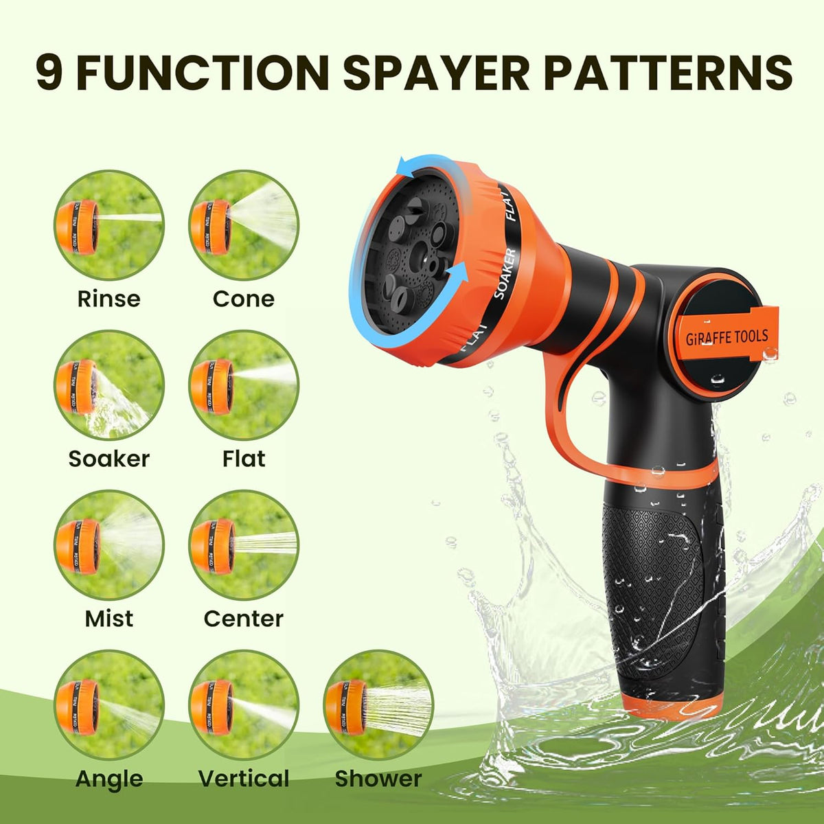 Giraffe Tools Garden Hose 25FT 1/2” Non-Expandable Lightweight Flexible Water Hoses Burst 600 psi