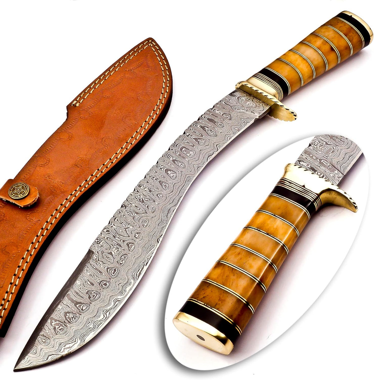 Delta :Handmade Damascus steel 15" Kukri knife-Damascus Steel Knife-for Outdoor & indoor Survivals