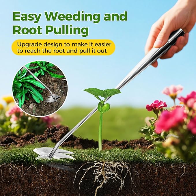 2025 Upgraded Weed Puller Tool, 4-Tooth Manganese Steel Manual Weeders, Portable Garden Weed