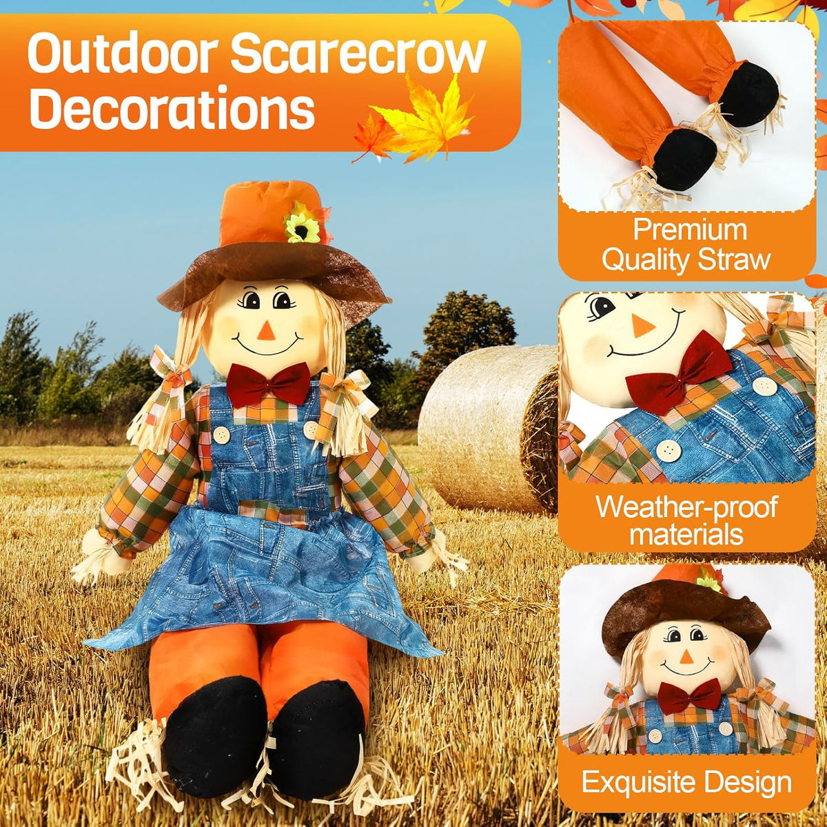 Marsui 1 Pcs 59" Large Outdoor Scarecrow Fall Harvest Thanksgiving Halloween Decoration, Life Size