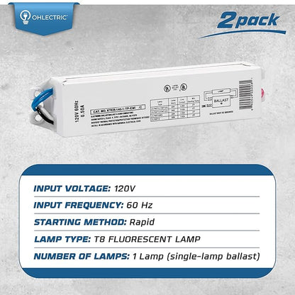 OHLECTRIC Replacement for Keystone KTEB-140-1-TP-EMI 1 Lamp T12 Electronic Fluorescent Ballast |