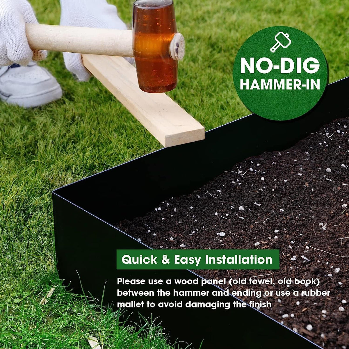 Worth Garden 6-Pack Galvanized Steel Landscape Edging with Black Powder Coating - 40" L x 6.5" H