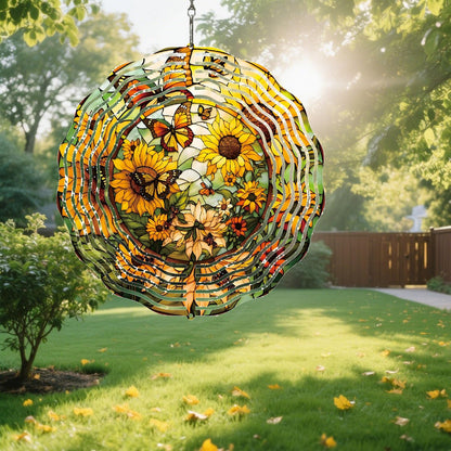 Metal Wind Spinners Outdoor Sunflower Decorations Garden Hanging, Festive Gifts for Women Mom