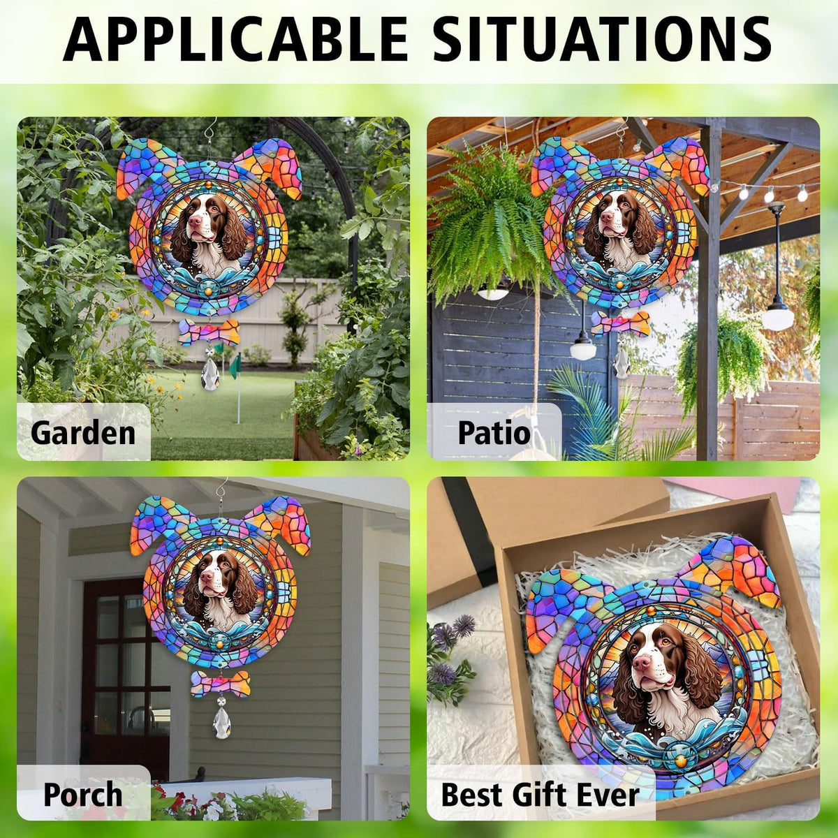 American Water Spaniel Dog Ears Wind Spinner, American Water Spaniel Wind Spinner Hanging for Yard