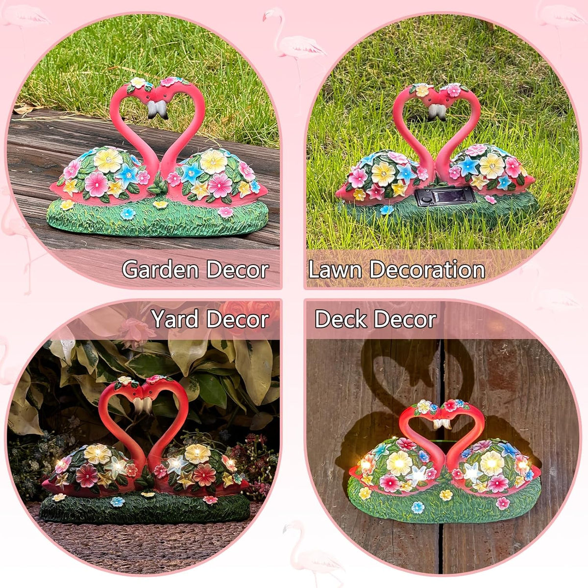 Solar Flamingo Garden Decor Statue, Outdoor Funny Solar Light Decoration for Yard, Patio, Lawn