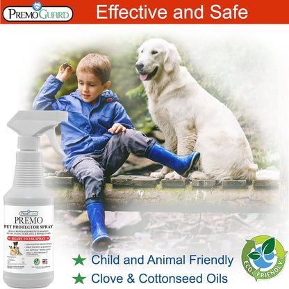 Premo Guard Pet Protector Spray - 16 oz - Kills Mites, Fleas, Ticks, & Mosquitoes - for Dogs, Cats