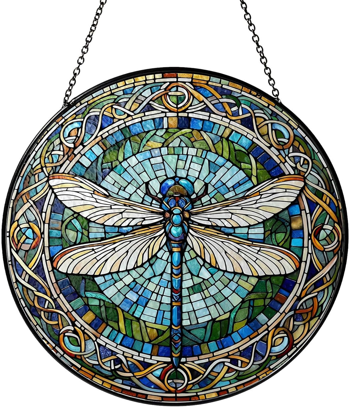 Dragonfly Stained Glass Window Hanging Sun Catcher Dragonfly Gifts for Women Wall Decor Handmade