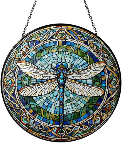 Dragonfly Stained Glass Window Hanging Sun Catcher Dragonfly Gifts for Women Wall Decor Handmade