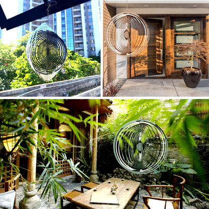 Hanging Wind Spinner Outdoor Metal Decorations, Silver Wind Spinners for Yard and Garden,3D Mirror