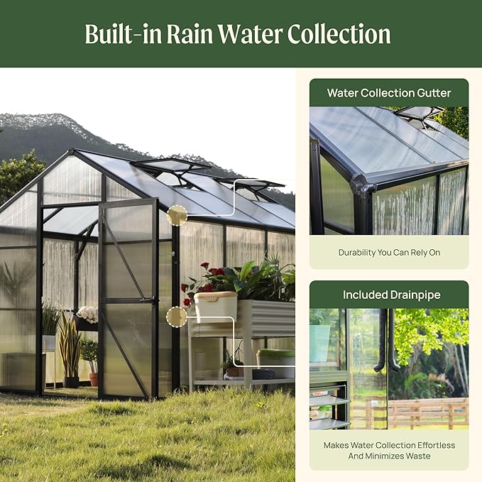 Vego Garden Junior Victorian Greenhouse 8ft – Durable Aluminum Frame with Polycarbonate Panels