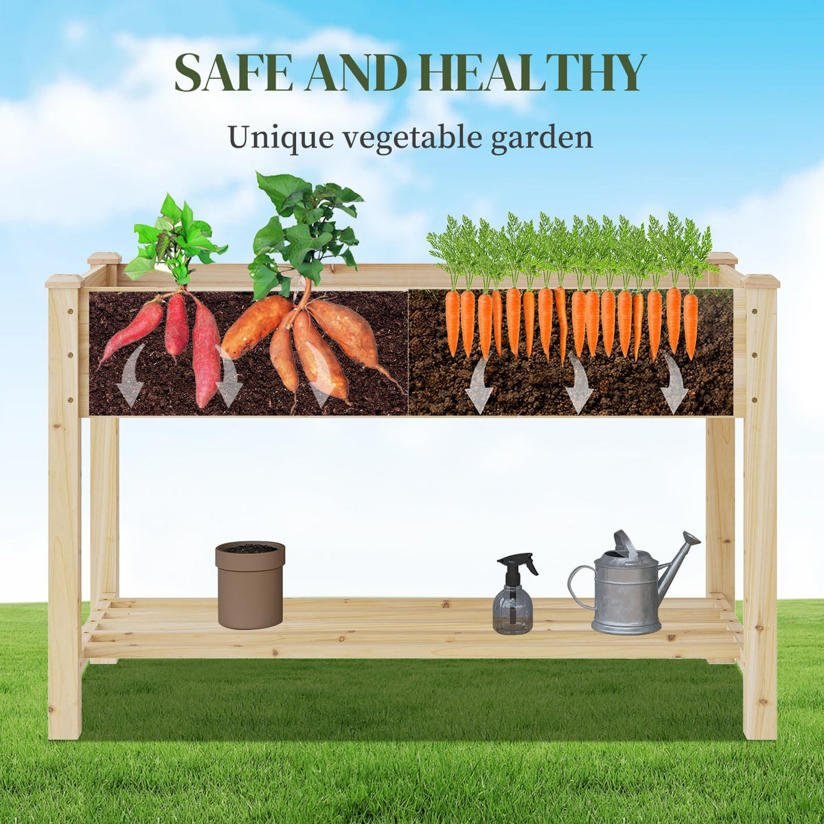 Wooden Planter Elevated Wooden Raised Garden Bed with Legs Planter Box